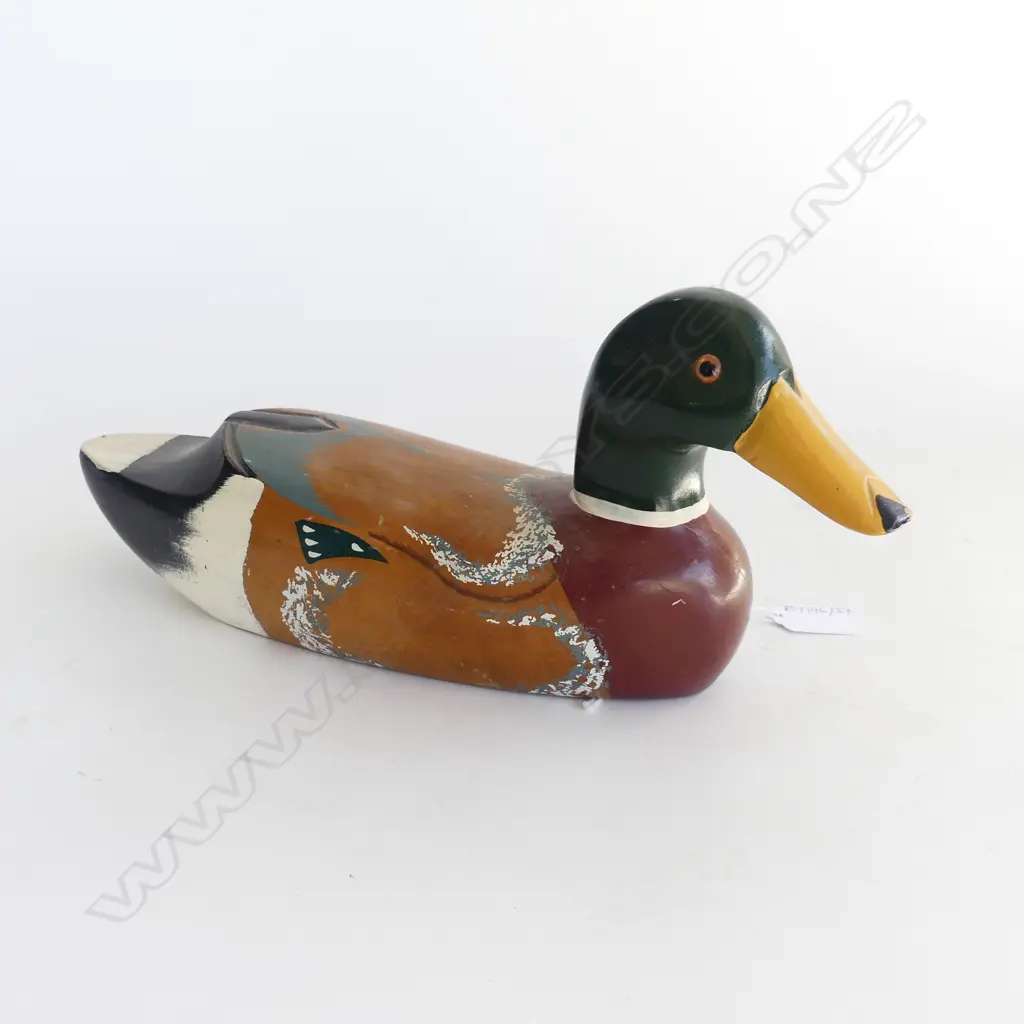 PAINTED WOODEN DUCK DECOY L.340mm Image 1++