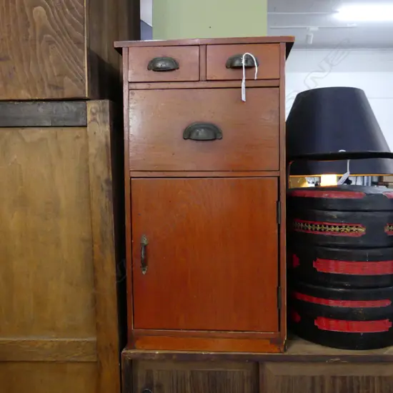 JAPANESE SMALL CUPBOARD 3 drawer 1 door red finish H.610mm