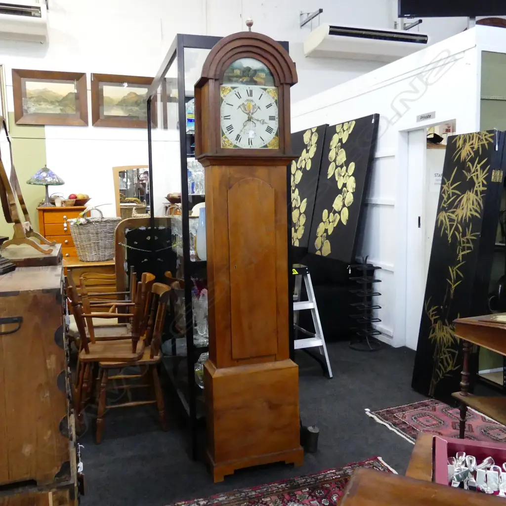 ANTIQUE 19thC GRANDFATHER CLOCK MECHANISM IN REPRODUCTION BODY H.2240mm Image 1++