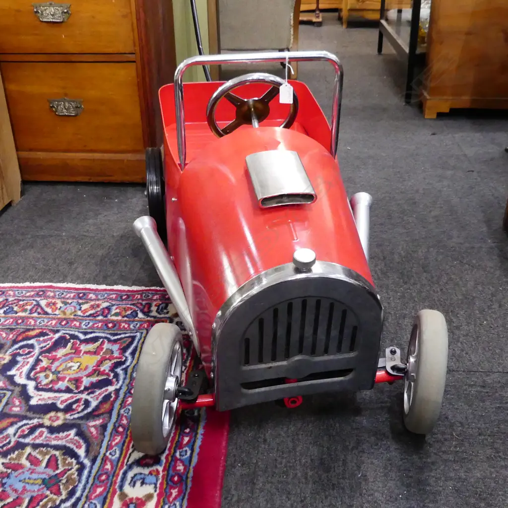 VINTAGE STYLE RED PUSH CAR L.980mm Image 1++