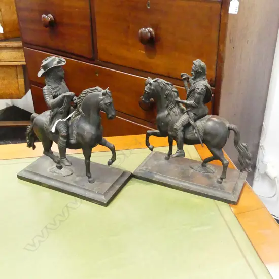 PR ANTIQUE BRONZE MEN ON HORSEBACK H.240mm