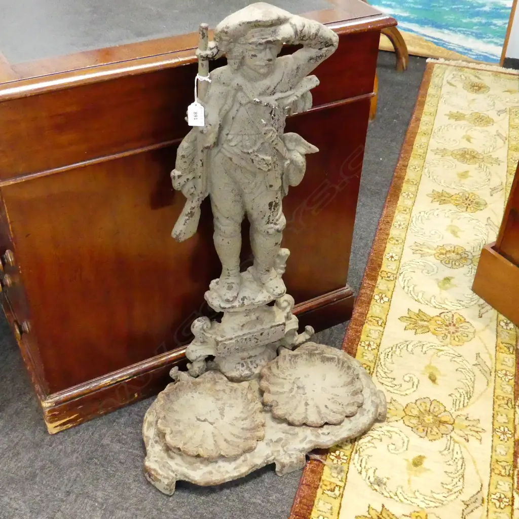 UNUSUAL VICTORIAN CAST IRON 'SPORTSMAN' UMBRELLA STAND H.820mm - MISSING LOOP Image 1++