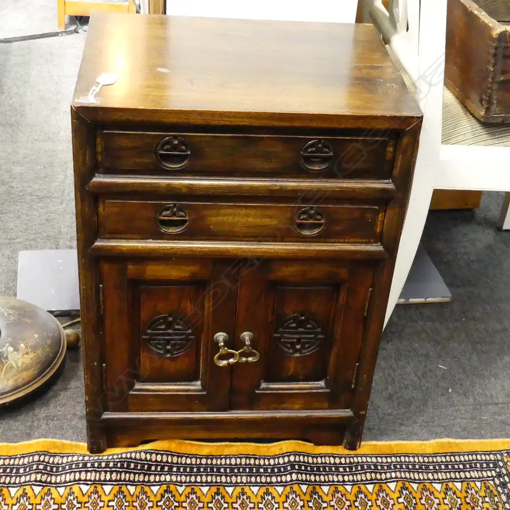 CHINESE HARDWOOD 2 DRAWER 2 DOOR CABINET H620MM W460MM Image 1++