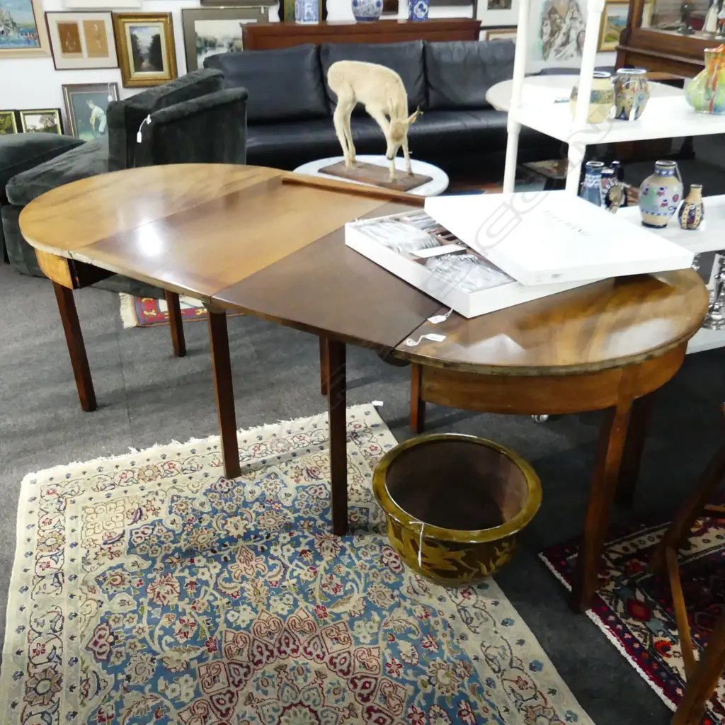 GEORGE III C1800 MAHOGANY D END WITH LEAF & PINS DROPSIDE TABLE H720MM Image 1++