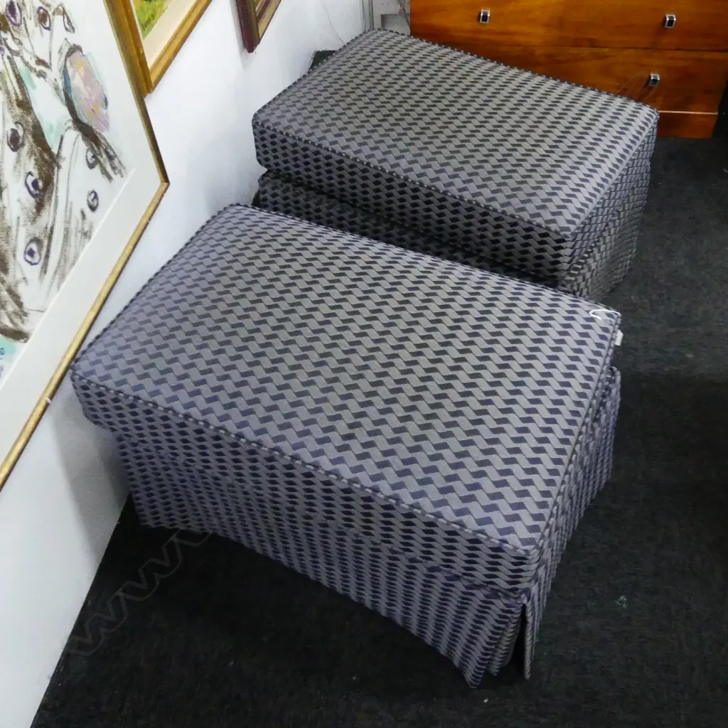 PR CONTEMPORARY OTTOMANS IN BLUE FABRIC 730x470x470mm Image 1++