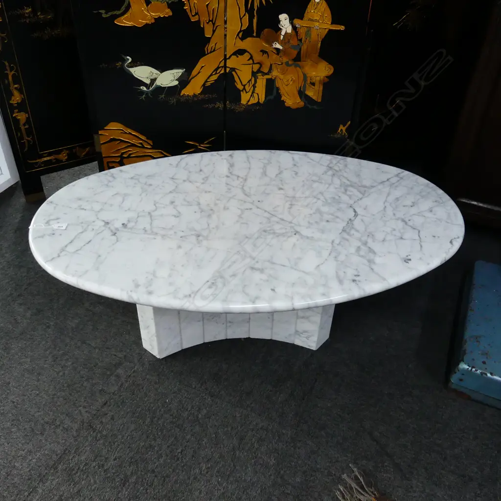 OVAL MARBLE COFFEE TABLE 1200x715x400mm Image 1++