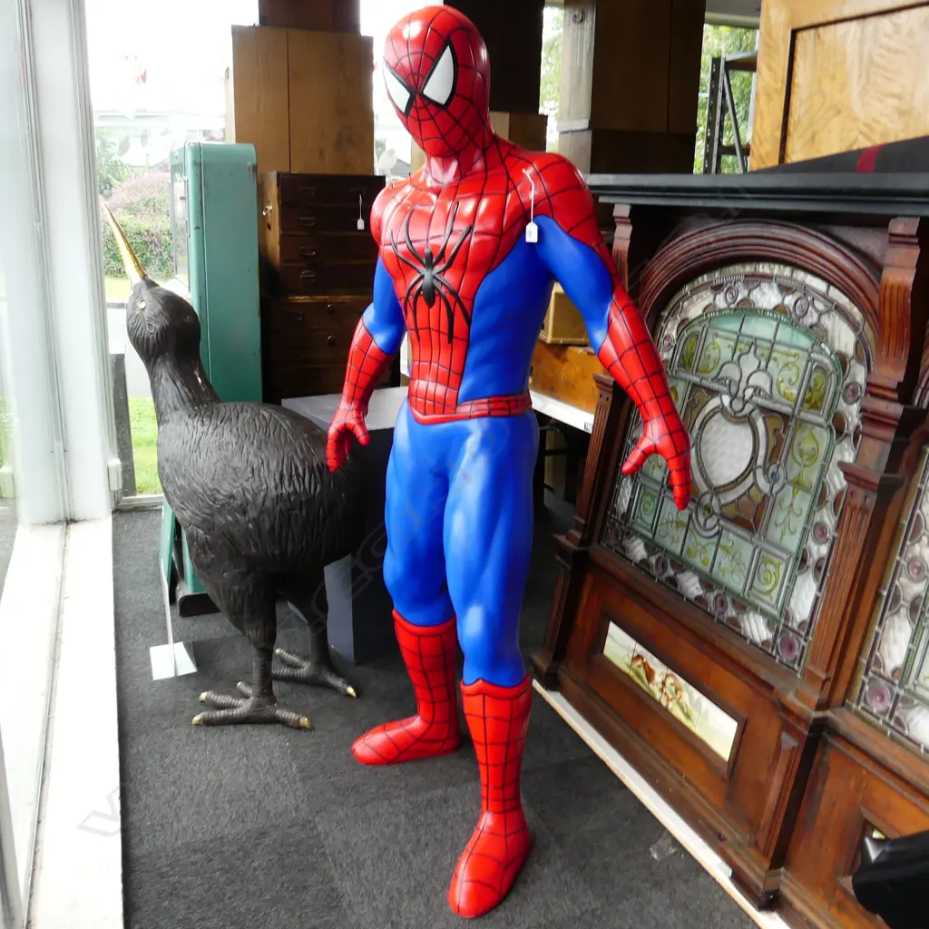 V. LGE FIBREGLASS SPIDERMAN figure w automotive paint fish H.1800mm Image 1++