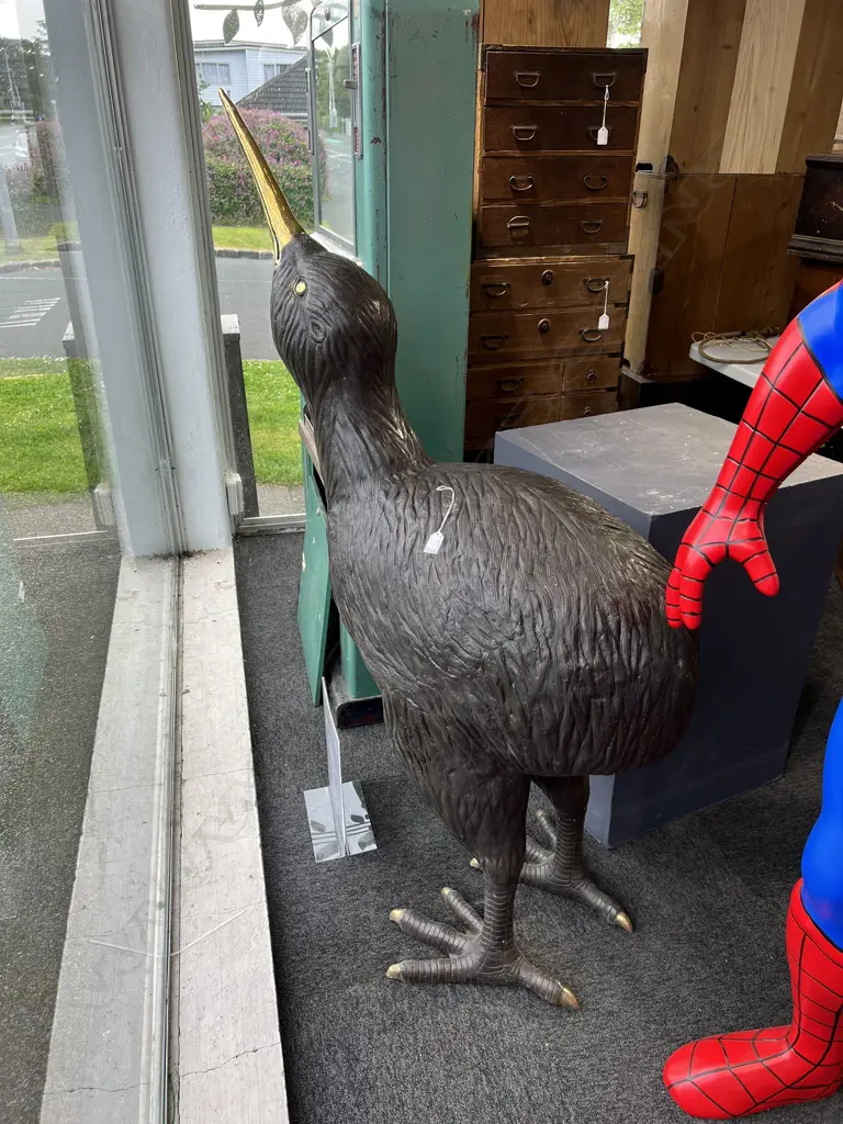 EXTRA LGE BRONZE KIWI dark patina w polished highlights H.1385 Image 1++