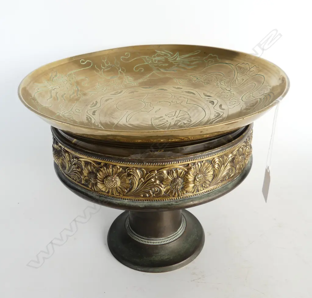 WMF BRASS COMPORT H.195mm, CRYSTAL BOWL + CHINESE BOWL 305mm dia Image 1++