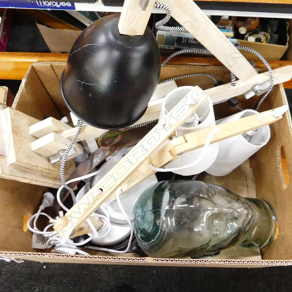 BOX LOT GLASS HEAD (NOSE BROKEN), 4 LAMPS ETC Image 1++