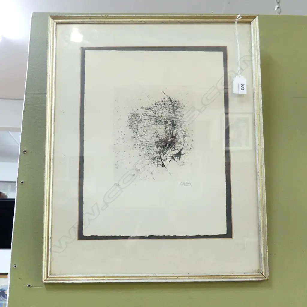 JOHNNY FRIEDLAENDER(1912-1992 French) SELF PORTRAIT etching & aquatint 57/120 330x250mm Image 1++