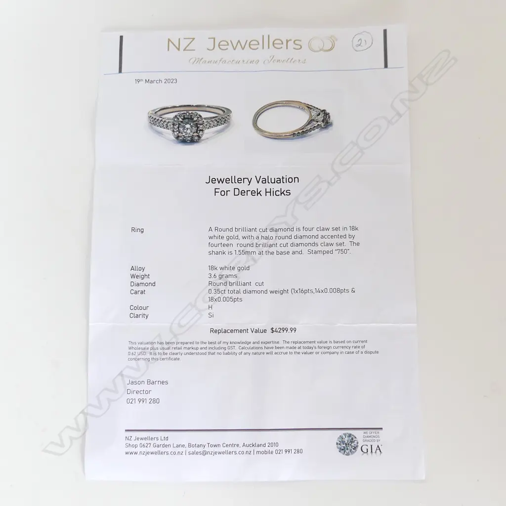 18CT WHITE GOLD DIAMOND RING 3.6 GRAMS w. 2023 VALUATION Image 1++
