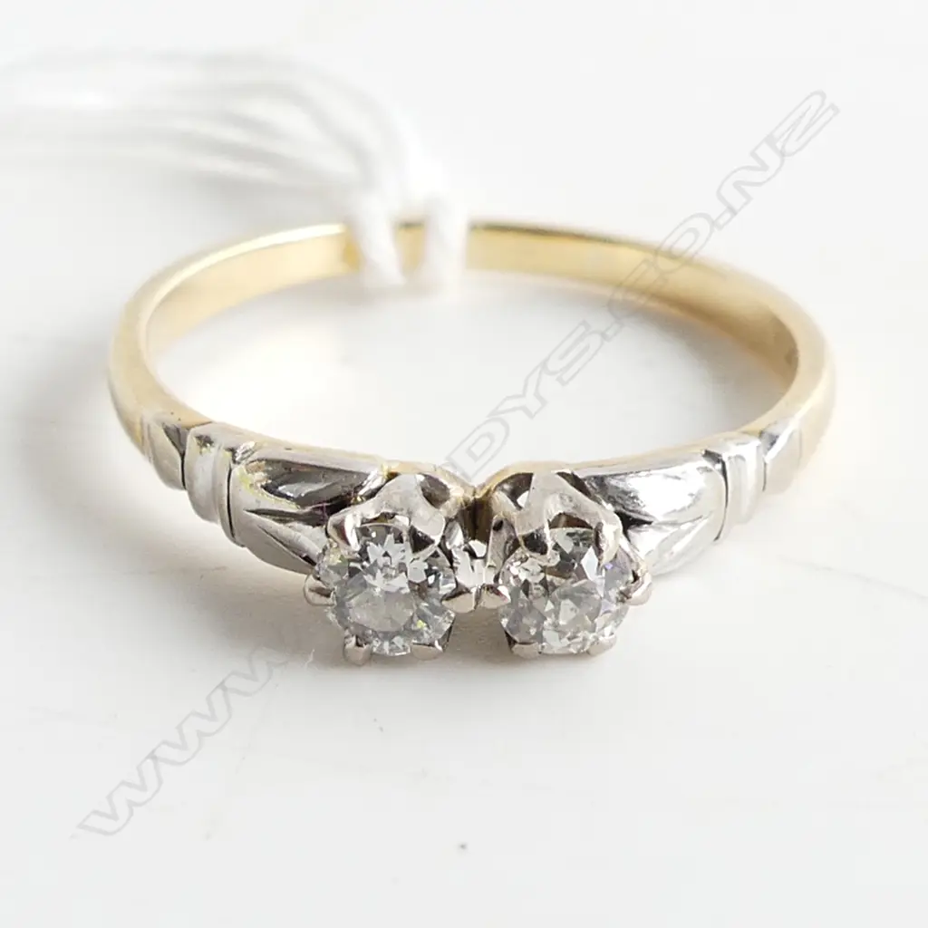 18CT DOUBLE DIAMOND RING 2.2 GRAMS w. 2019 VALUATION Image 1++