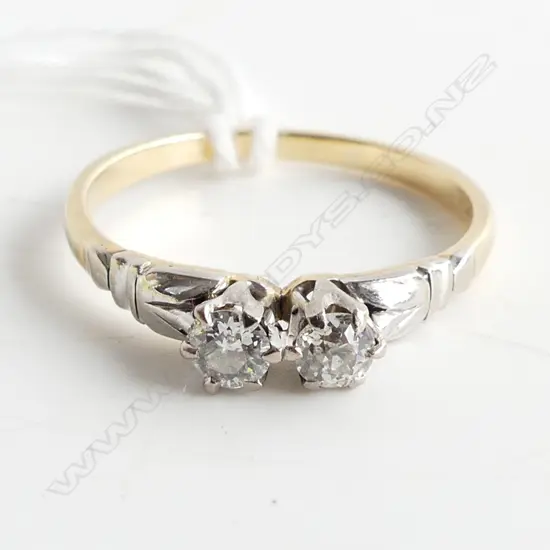 18CT DOUBLE DIAMOND RING 2.2 GRAMS w. 2019 VALUATION