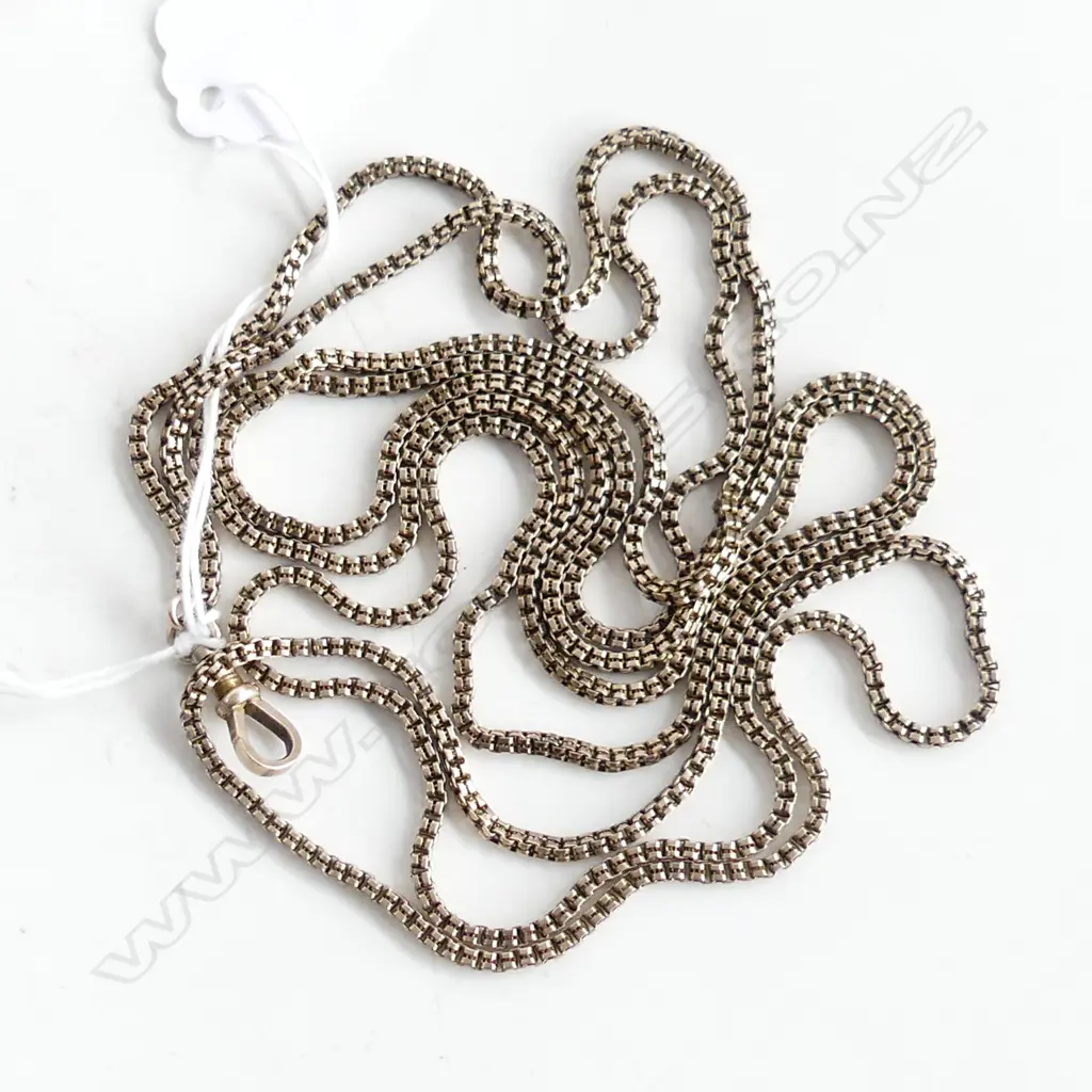 c1900 9ct BOX TYPE LINK LONG MUFF CHAIN L.1550mm 37.5gms  Image 1++
