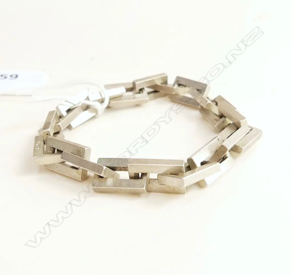 CHUNKY retro SILVER RECTANGULAR LINK BRACELET 50gms Image 1++
