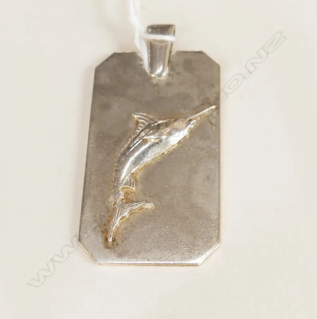 NZ RUSSELL MURPHY SILVER MARLIN PENDANT H.41mm Image 1++