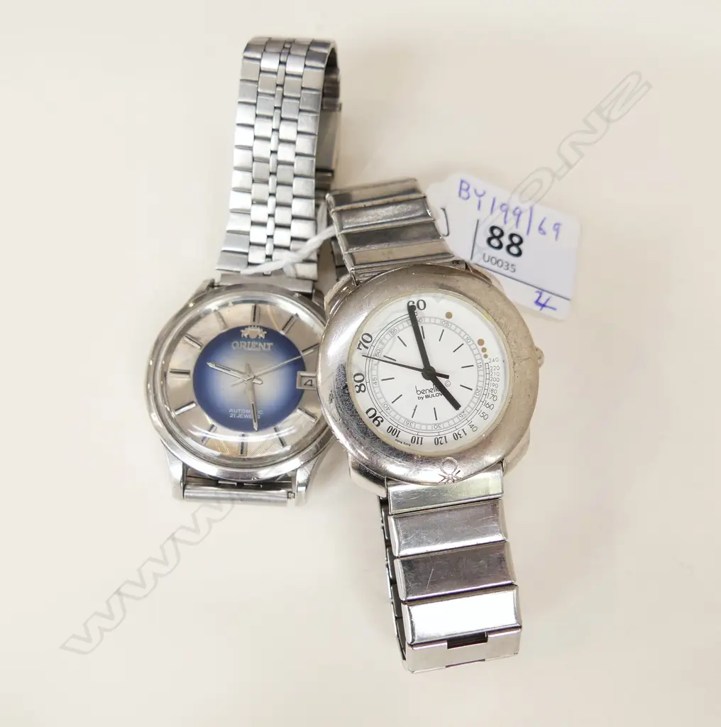 ORIENT AUTOMATIC GENTS WRISTWATCH &BENELLON BULOVA WRISTWATCHCROSBY VINTAGE GENTS WRISTWATCH & STATION WRISTWATCH Image 1++