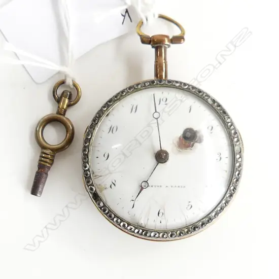 18th/19thC ENAMELLED & GILDED FUSSEE POCKET WATCH some faults