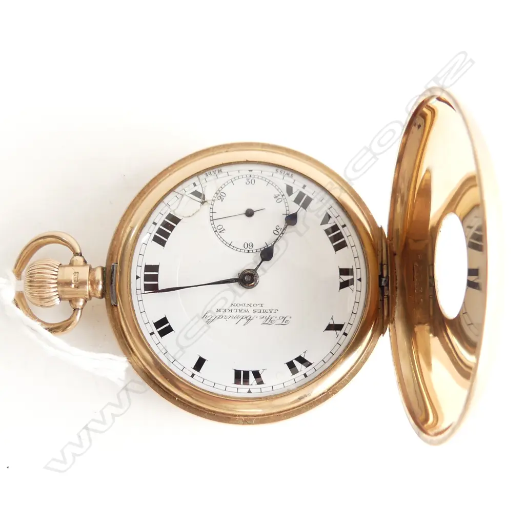 9CT GOLD HALF HUNTER POCKET WATCH IN BOX 70gm (including movement) Image 1++