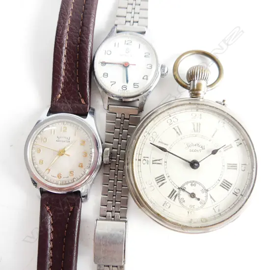 2 SERVICES WRISTWATCHES & 1 SERVICES POCKETWATCH