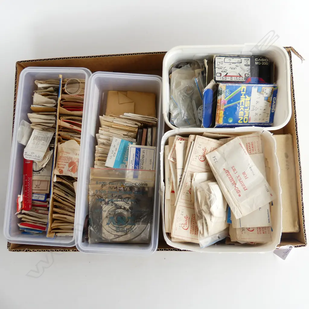 TRAY OF WATCH MAKERS PARTS & EXTRAS Image 1++