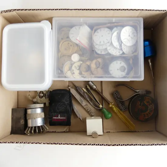 SMALL BOX WATCH MAKERS TOOLS & WATCH PARTS