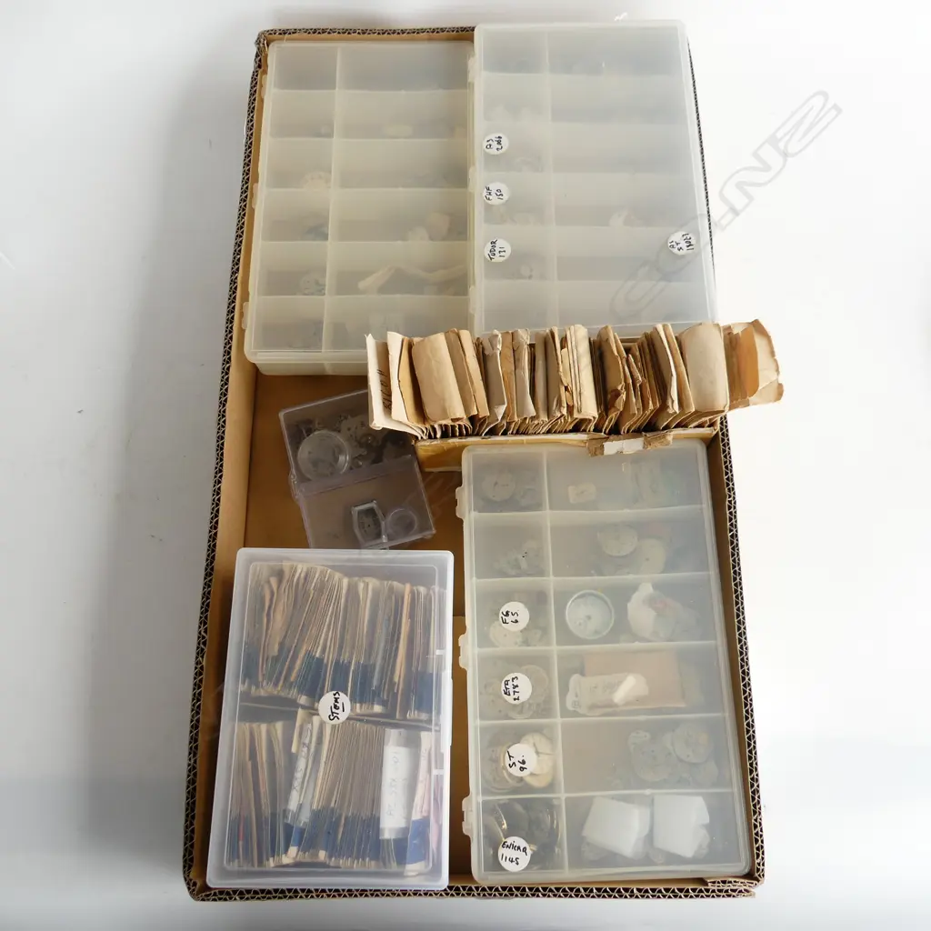 TRAY OF WATCH MAKERS PARTS & EXTRAS Image 1++