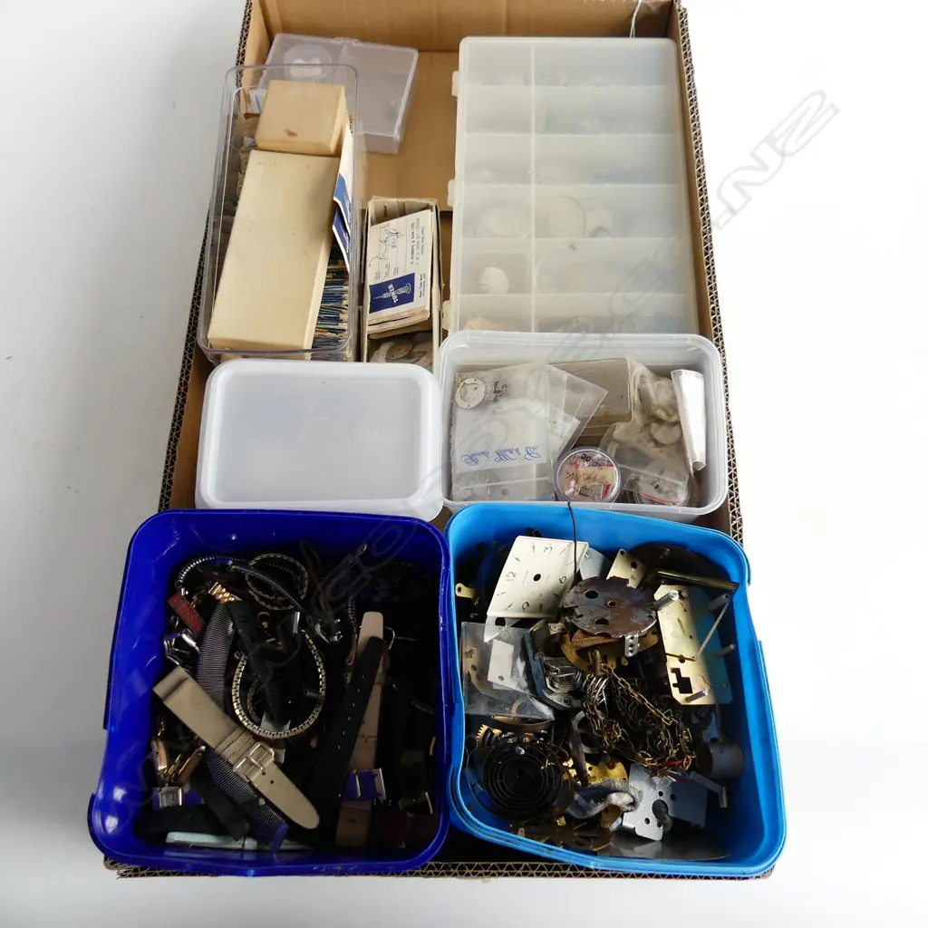 TRAY OF WATCH MAKERS PARTS & EXTRAS Image 1++
