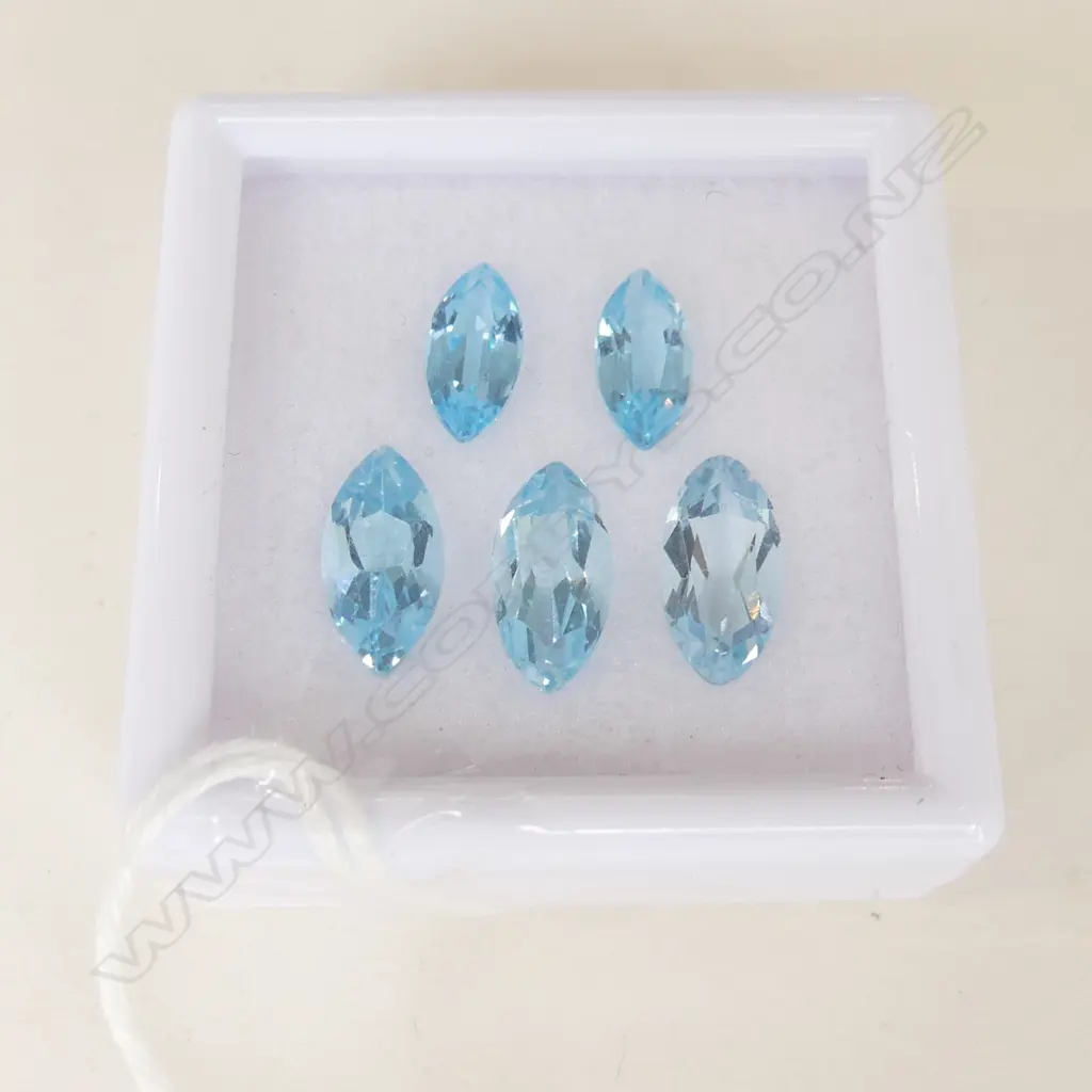 BLUE TOPAZ MARQUISE  3 12X6, 2 10X5   5 = 10.30CT Image 1++