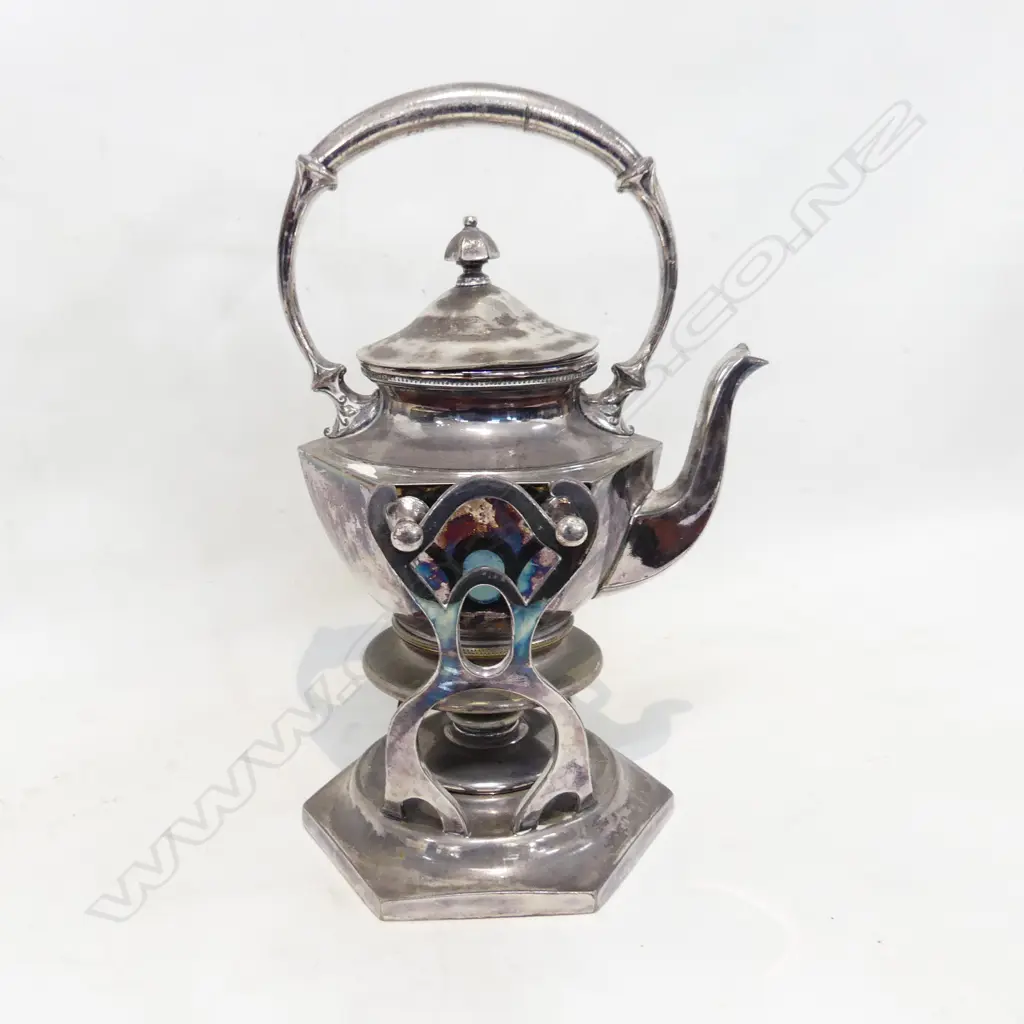 EARLY 20THC SILVER PLATED  SPIRIT KETTLE MADE IN USA H.320mm Image 1++