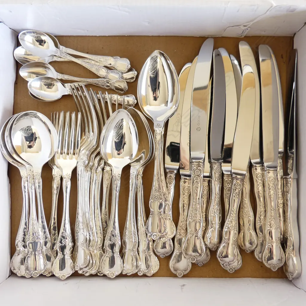 RODD CAMILLE SILVER PLATED CUTLERY SET 44 PIECE COMPLETE 6 PLACE SETTING + 2 SERVING SPOONS IN EXCELLENT CONDITION Image 1++