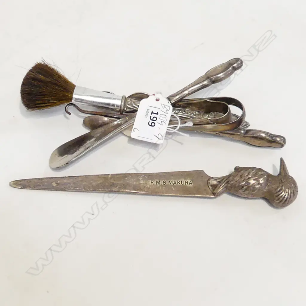 6 SILVER ITEMS BOOT HOOK SHOE LAST & RMS MAKURA LETTER OPENER WITH KOOKABURRA  FINIAL  Image 1++