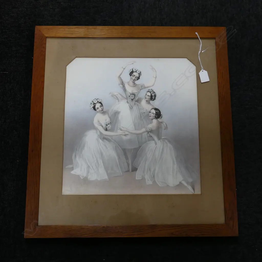 VICTORIAN LITHOGRAPH OF BALLET DANCERS 380 x 360mm Image 1++