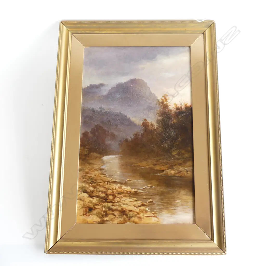 E W PAYTON, MOUNTAIN & RIVER SCENE, 1897, OIL ON CANVAS, 550 X 345mm Image 1++