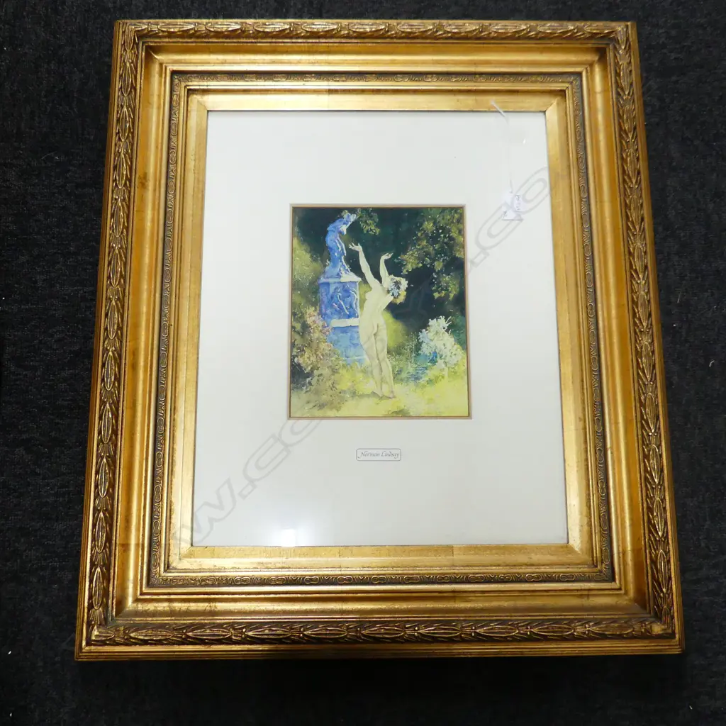 PR NORMAN LINDSAY PRINTS 240x190mm IN LG GILT FRAMES 720x620mm overall Image 1++