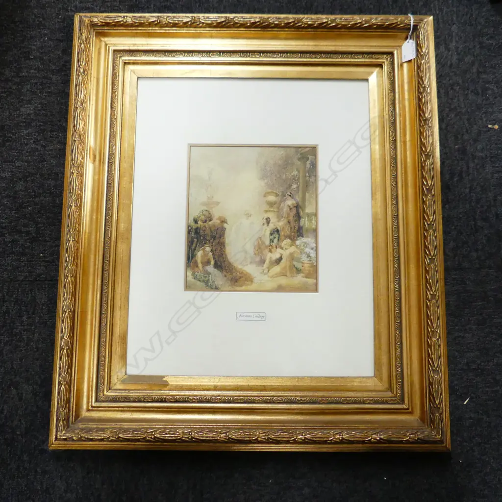 PR NORMAN LINDSAY PRINTS 240x190mm IN LG GILT FRAMES 720x620mm overall Image 1++