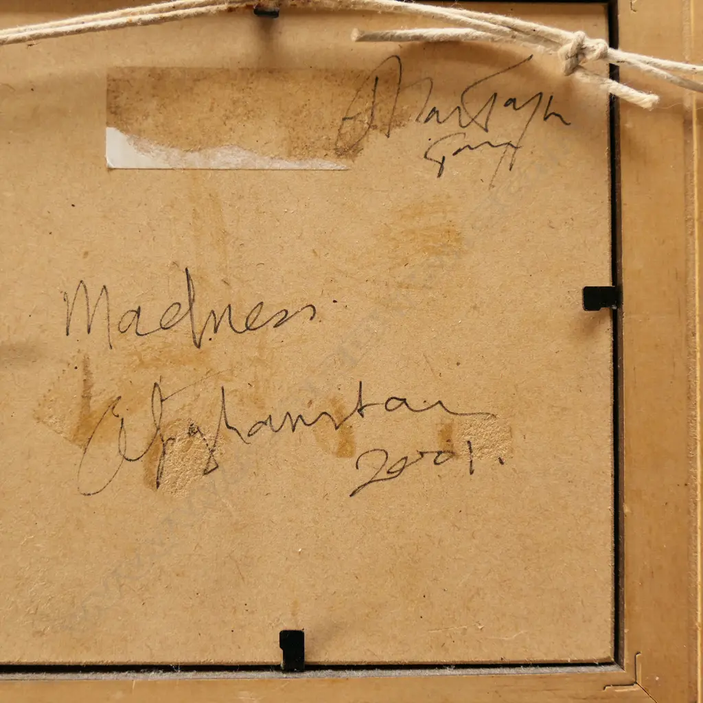 ALAN TAYLOR 'MADNESS (AFGHANISTAN)' 2001, OIL ON BOARD, SIGNED & ENTITLED VERSO, 120 x 115mm Image 1++