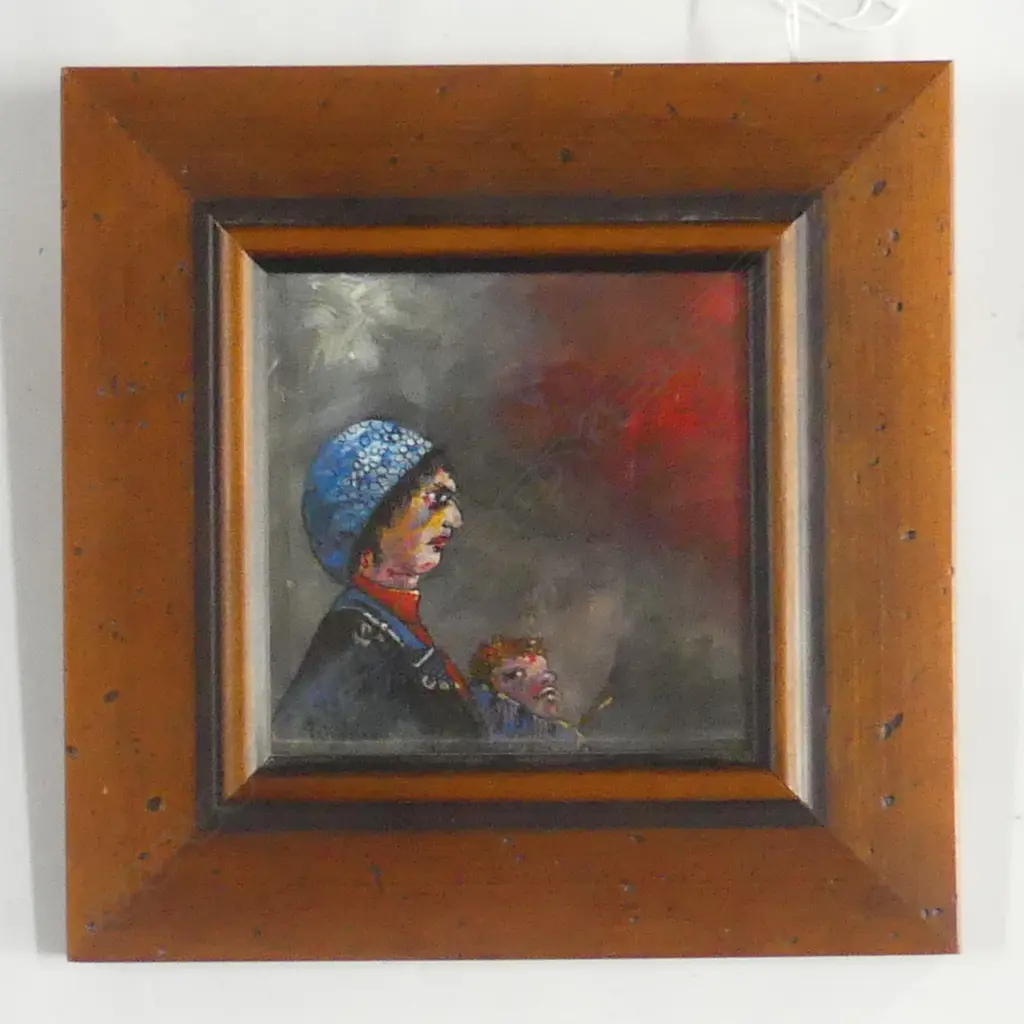 ALAN TAYLOR 'MADNESS (AFGHANISTAN)' 2001, OIL ON BOARD, SIGNED & ENTITLED VERSO, 120 x 115mm Image 1++