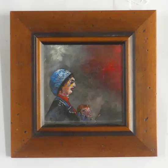 ALAN TAYLOR 'MADNESS (AFGHANISTAN)' 2001, OIL ON BOARD, SIGNED & ENTITLED VERSO, 120 x 115mm