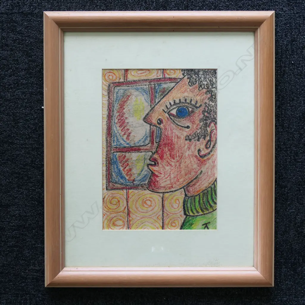 ALAN TAYLOR, SELF PORTRAIT PONSONBY ROAD, PASTEL, SIGNED & ENTITLED VERSO, 280 x 200mm Image 1++