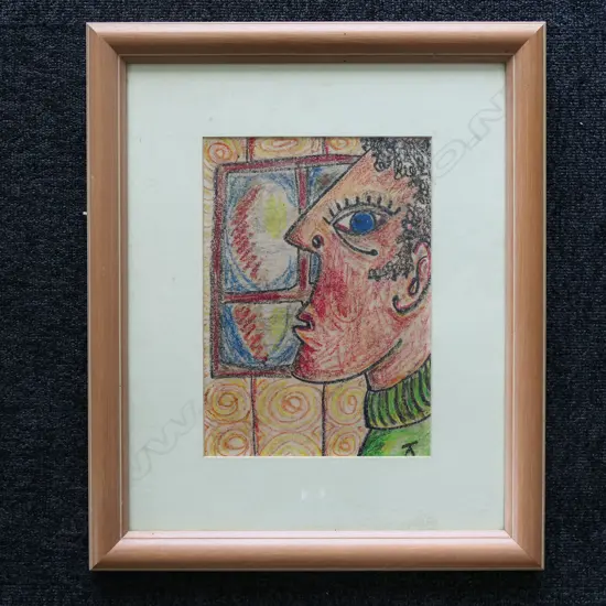 ALAN TAYLOR, SELF PORTRAIT PONSONBY ROAD, PASTEL, SIGNED & ENTITLED VERSO, 280 x 200mm