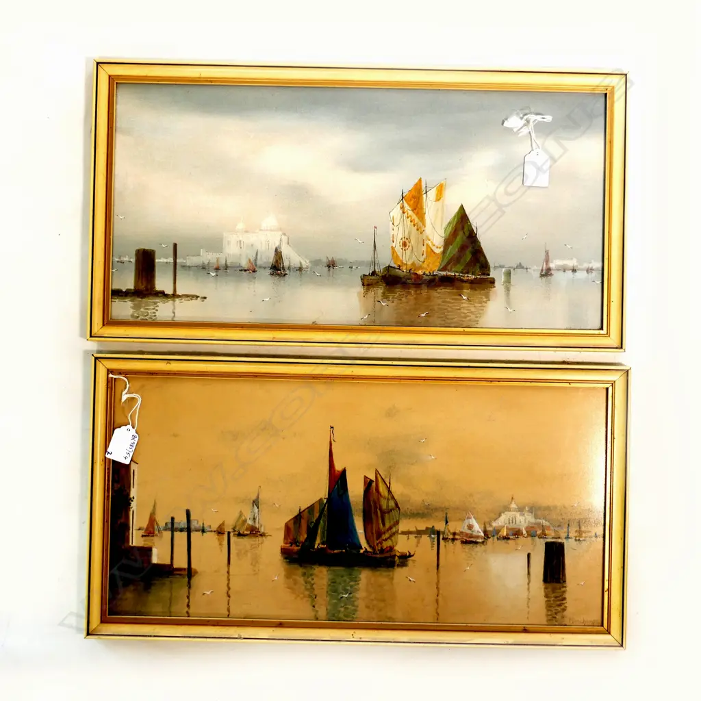 2 FRAMED W/CS VENICE SCENES SIGNED V DESCHAMPS L530MM H280MM Image 1++