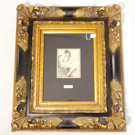 NORMAN LINDSAY PRINT 160x120 IN LG ORNATE FRAME 725x620mm
