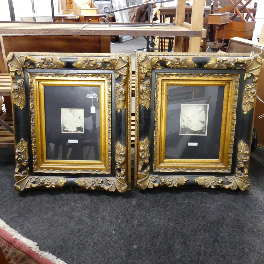 PR NORMAN LINDSAY PRINTS 155x130mm IN LG ORNATE FRAMES 725x620mm Image 1++