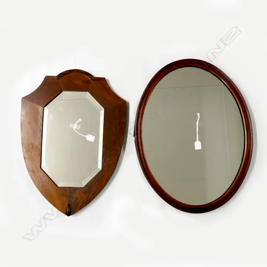 2 EARLY 20thC WOODEN FRAMED MIRRORS; OVAL 655x500mm Image 1++