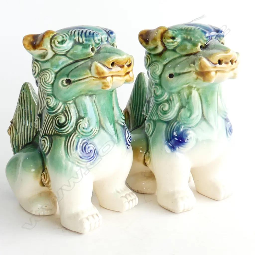 PR VINTAGE CERAMIC FOO DOGS H.190mm Image 1++