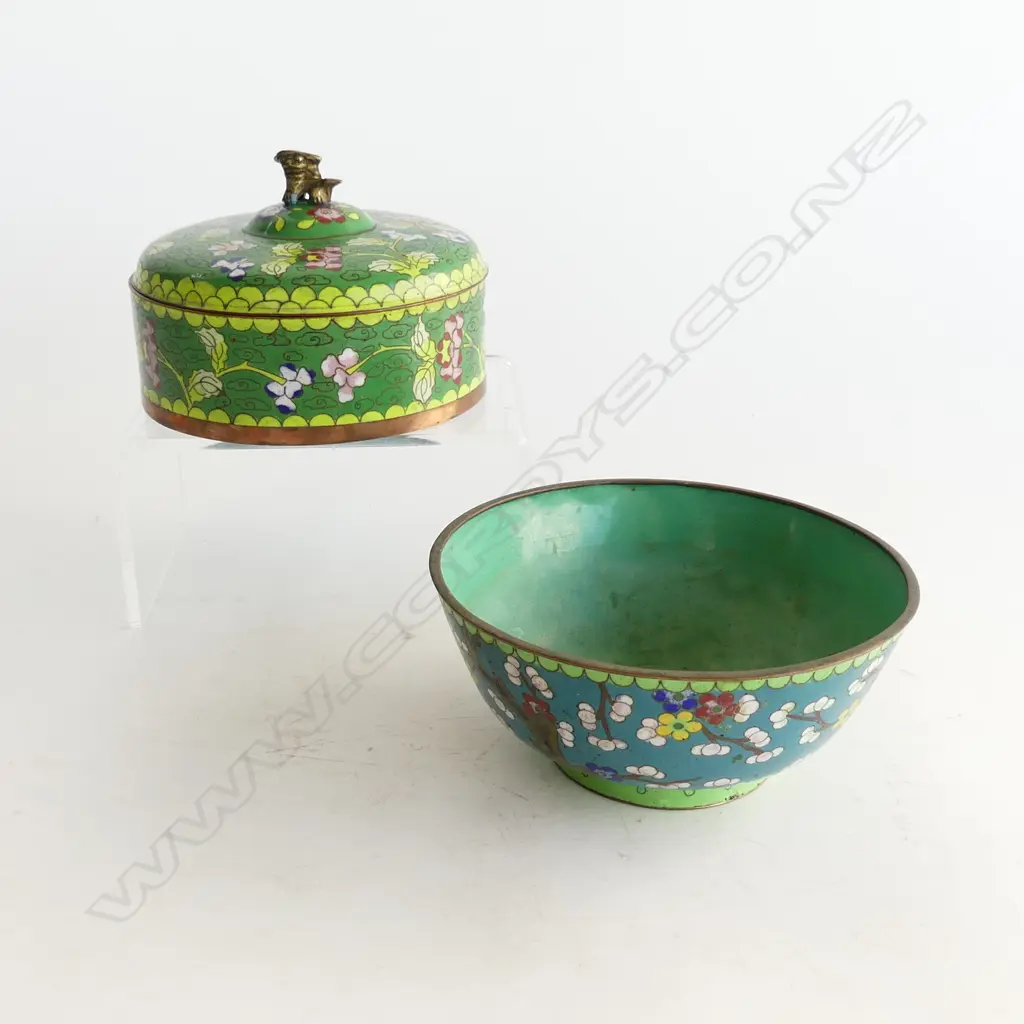 CLOISONNE LIDDED BOX AND BOWL Image 1++