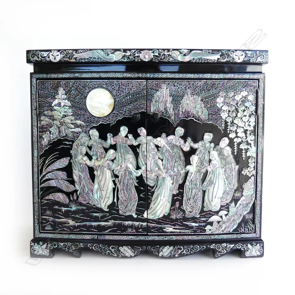 ORIENTAL JEWELLERY CABINET w. MoP INLAY 375x165x330mm Image 1++