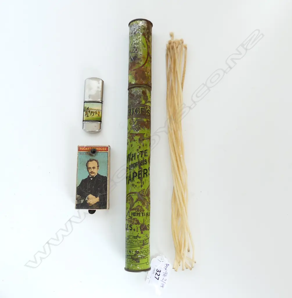 FRENCH CIGARETTE LIGHTER, TAPER TIN L.310mm, POCKET CANDLES Image 1++